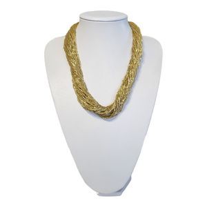 Vintage Twisted Gold Bead Multi-strand Necklace 20"